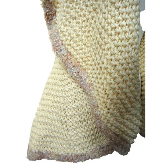 Hand Knit OOAK Sweater Shrug Open Front Cardigan Curved Design Cream One Size - Picture 10 of 10